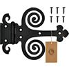 MORIA DESIGN MoriaDesign - Cerniere rustiche, 2,5 x 190 x 145 mm, colore nero, in ferro battuto, cerniera per cancelli da giardino, porte in legno, cancelli e persiane, ganci decorativi a croce
