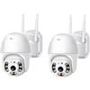 Generic 2 PEZZI Telecamera PTZ WiFi Esterno ICSEE - Camera Wireless Smart con Speed Zoom per Sicurezza Esterna, Visione Notturna, Rilevamento Movimento …