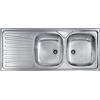 Yellowshop - MONDIAL 3 Lavello incasso acciaio inox con piano appoggio a sx o dx cm 116x50 con sifone e piletta (Piano a Sx)