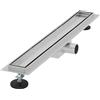 LuxeBath Canaletta per Doccia 60 cm 2 in 1 Drenaggio Piastrellabile in Acciaio Inossidabile Canalina Scarico a Pavimento per Bagno Set Completo di Fissaggio Sifone a Canale con Filtro per Capelli