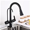 DFEPPJHG Rubinetto da Cucina Nero, Rubinetto Acqua Potabile, Rubinetto da Cucina a 4 Vie con spruzzatore Estraibile, rubinetti purificatore Filtro Acqua, Rubinetto a Cascata, Miscelatore da Cucina, r
