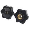 MOOPW Stella Dadi con manico - 10Pcs Dadi di serraggio Plastica Zigrinato Manopole Attraverso il foro Rame Core Thread interno Esagonale Impugnature Dadi M5 M6 M8 M10
