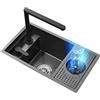 Mokid Lavelli da Cucina Lavello da Cucina con Lavabicchieri Lavabo da Cucina Mini Lavandino Invisibile Salva Spazio Lavello da Incasso per Cucina in Acciaio Inox (Color : Black, S : 58 * 32 * 22cm)