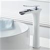ANWEALTH Rubinetto Bagno Miscelatore Lavabo Miscelatore per Lavello Cascata Bianco + Cromo Rubinetto da Bagnos Miscelatore Monoforo per Lavabo Alto da Bagno
