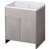 Negrari Lavatoio Lavapanni in Resina PVC, Resistente all'umidità, Vasca resistente agli acidi di uso comune, Kit di scarico incluso, Interno e Esterno, L80 x P50 x H 85 cm, Colore Rovere