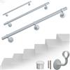 Parpyon® Corrimano a muro Scala Tubo passamano Prodotto 100% Italiano Fissaggio a parete con supporto Kit montaggio FACILE fai da te scale e balaustra (Bianco, 80cm)