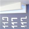 HEXIMO LED Profilo di fuga d'ombra, Modanature in stucco, illuminazione indiretta Soffitto in cartongesso in polistirene XPS (20,4 Metri HLED 2)