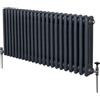 Monster Shop Radiatore Termosifone a 3 Colonne 600mm x 1012mm Moderno Centralizzato Grigio Antracite in Acciaio Inox Orizzontale a Parete Cucina Soggiorno Bagno Kit di Fissaggio e Spazzola Inclusi