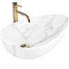 Rea LAVABO DA APPOGGIO GRETA 65 BIANCO SHINY Lavabo Bagno 655 x 390 x 135 mm Ceramica (Bianco, Imitazione Marmo)