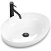 Rea - Lavabo Da Appoggio Carola Slim Lavandino Bagno 515 X 390 X 140 mm Ceramica (Bianco)