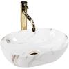 Rea - Lavabo Da Appoggio Amelia Mini Aiax Shiny Lavandino Bagno 380 X 260 X 120 mm In Ceramica (Imitazione Di Pietra)