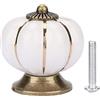 BORDSTRACT Pomelli Ceramica per Mobili, Maniglie Decorative a Forma di Zucca per Armadi e Cassetti, Accessori per Mobili da Cucina e Camera da Letto(Bianca)