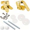 Glewi Set di 2 cerniere di ricambio dorate per sedile WC, con raccordi, cerniere in lega di zinco per riparazione del coperchio del WC, include dadi, viti, rondelle