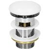 ML DESIGN modern living ML-Design Set di Scarico Universale per Lavabo con Troppopieno Coperto in Ceramica Bianca Acciaio Inox Dimensione Installazione Standard 1 1/4 di pollice Valvola Pop-up