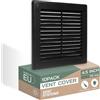 Vent Systems 11,4 cm x 11,4 cm (Dimensioni dell'apertura) - Confezione da 10 - Copertura di ventilazione in plastica nera per intradosso - Griglia di ventilazione ad aria piatta quadrata - Deflettore