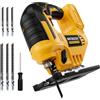 NATBEESY Seghetto alternativo senza fili per batteria DeWalt 20 V Max, utensile da taglio senza spazzole, velocità variabile 2900 giri/min, tagli smussati a 45°, 3 azioni orbitali, con lame