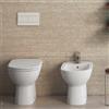 CeramicStore Coppia di sanitari filomuro Dolomite Gemma 2 con Bidet, Wc e Sedile Soft Close