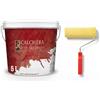 FORTUNATO Kit Pittura Naturale Grassello di Calce, Bianca, Alta Traspirabilità con Rullo in Lana 25 cm (5 Kg)