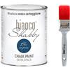 bianco Shabby CHALK PAINT Blu Impero & PENNELLO - Pittura Shabby Chic Vintage EXTRA OPACA (1 Litro) + Pennello Professionale (40 mm)