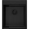 PRIMAGRAN Lavello da Cucina Tutto Nero 43x50cm, Lavandino in Granito a 1 vasca + Set di accessori, Lavabo da Cucina Incasso al Mobile 45cm - Oslo Top S163