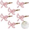 Kronabelle Pomelli per cassetti con fiocco rosa, 6 pomelli per cassettiera con design a fiocco, per cassetti e armadi, stile francese, installazione semplice con viti universali
