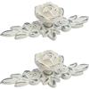 MOROBOR Euro Rose - Pomelli per armadio con piastra posteriore, 2 maniglie vintage in lega di zinco, colore: bianco avorio per cassettiera, con viti di montaggio (bordo argento)