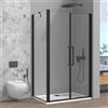 Inbagno Box Doccia Angolare 80x90 Con Apertura Saloon In Vetro Temperato Trasparente E Profili Nero Opaco - Linea Neos - H 195 Cm E Spessore 6Mm