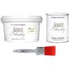 bianco Shabby CHALK PAINT Bianco Antico & FINITURA + PENNELLO - Pittura Shabby Chic EXTRA OPACA (2,5 Litri) + Finitura Trasparente Opaco (1 Litro) + 1 Pennello Pro 50 mm