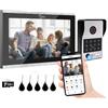 ANJIELO SMART Sistema citofonico dell'appartamento del videocitofono cablato,monitor a 10 pollici di tocco,campanello della macchina fotografica 1080P,5 in 1 sblocco per la villa domestica (1 Campanello +1 Monitor)