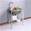 FTGENSM Lavello Cucin in Acciaio Inox Autoportante,Lavello in Acciaio Inox Autoportante con Banco da Lavoro Lavello da Pranzo Mobile Commerciale per Interni Esterni Spessore (Size : 53 * 38cm)