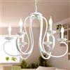 Lfoute Lampadario Antico Lampada A Sospensione Candela Stile Country Francese Lampadario Vintage in Ferro Per Ristorante Cucina Isola Sala Da Pranzo Camera Da Letto Foyer Rustica 6 Teste,Bianca