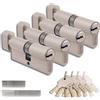 Generico Set di 4 Cilindri con Pomello in Ottone 45/45mm con Chiave Unica, 20 Chiavi Incluse, 8 Viti, Serrature Universali per Porte e Garage, Lunghezza 90mm, Montaggio Facile
