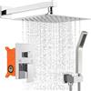 XIIW Sistema doccia a incasso, set con doccia a pioggia, 30 x 30 cm, soffione doccia a incasso, montaggio a parete, set doccia in acciaio inox di alta qualità e ottone, tecnologia Air Injection
