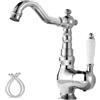 EGTink Rubinetto per lavabo in ottone antico miscelatore per lavabo bagno vintage rubinetteria da cucina cromata con miscelatore monocomando girevole a 360°