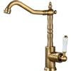 EGTink Robinetto Cucina Antico, Miscelatore Rubinetto Cucina in Ottone, Retro Rubinetteria Lavabo Bagno, Rotativo a 360°, Miscelatore Caldo e Freddo (Ottone Invecchiato)