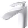 doporro Rubinetto Bagno Miscelatore per Lavabo Caldo e Freddo Regolabile Miscelatore Monocomando 16.5cm WAM-7201 Bianco