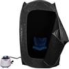 HUOLE Sauna a Vapore Portatile 2 L, Cabina Domestica per SPA, 9 Temperature Regolabili, 15-90 Minuti, Telecomando e Sedia, 1000W-80 * 80 * 135 cm-nero