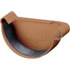 INEFA Testata per grondaia, semicircolare, in PVC 125mm, destra, marrone accessori per grondaie pvc, montaggio facile a innesto, Made in Germany