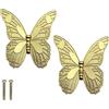 TopHomer 2 pomelli per cassetti, vintage 80 mm, color oro a forma di farfalla, maniglie per armadietti, armadi, armadi, porte, cassetti, parti decorative