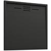 Parama Piatto Doccia 80x80 Nero Effetto Pietra Mod. Spanios Quadrato in Vetroresina SMC Riducibile Piletta Inclusa e Cover In Tono Parama