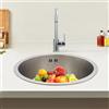 Wiyuer Lavello rotondo da 41 cm, in acciaio inox, 1 vasca, da incasso, piccolo lavello da cucina con set di scarico, per cucina, bagno, caffetteria