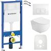 Lavita Duofix Basic Elemento a parete + Lavita WC a scarico profondo Dalia Bianco senza bordo + Sedile WC con chiusura automatica + Pannello di comando Delta 25 Pulsante bianco Set completo