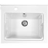 Jo-Bagno.it LAVATOIO PILOZZO RENO CERAMICA 60 x 50 TUTTA VASCA PER TOP O MOBILE DA INCASSO O INSTALLAZIONE CON STAFFE ANCHE IN ESTERNO INCLUSO DI PILETTA IN ACCIAIO E SIFONE (SX Foro Rubinetteria)