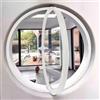 HEFJIAYCIQ Finestra Rotonda Girevole in Lega Di Alluminio, Finestra Ad Oblò Con Maniglia in Vetro Temperato Con Decoro A Parete, Finestra A Battente Per La Cucina,White 3,50cm/19.6in