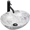 VBChome Lavabo 41 x 35 cm, in ceramica, motivo pietra, grigio marmo, piccolo lavabo a mano, lavabo da appoggio per ospiti (modello 2)
