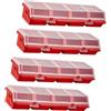 FewNvWa 4 Pezzi Scatole Organizer Viti Contenitori Ferramenta Multi Scomparto in PP Chiusura a Scatto Adatta per Officine Laboratori Garage Piani di Lavoro, Rosso