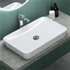 Mai & Mai Lavabo da Appoggio 60x40x9cm, Lavandino Bagno Colossum815 Lavabo da Marmo Fuso, Bianco Lucido