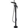 SJQKA Rubinetto Vasca Freestanding Cascata,miscelatore Vasca Freestanding Ottone,montaggio A Pavimento Con Doccetta Per Vasca, Rubinetto Per Vasca Freestanding (nero-A)