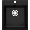 PRIMAGRAN Lavello da Cucina Nero 43x50cm, Lavandino in Granito a 1 vasca + Sifone Classico, Lavabo da Cucina Incasso al Mobile 45cm - Riga S125