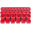 DIKEL Set di scatole impilabili da 32 pezzi e 2 X scaffalatura da parete 39x38 cm | Parete forata per archiviazione flessibile | Supporto per attrezzi per officina, garage e casa | Ordine facilmente